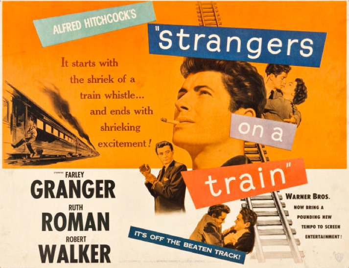Could traits from the characters in Strangers on a Train be found in strangers at the airport?