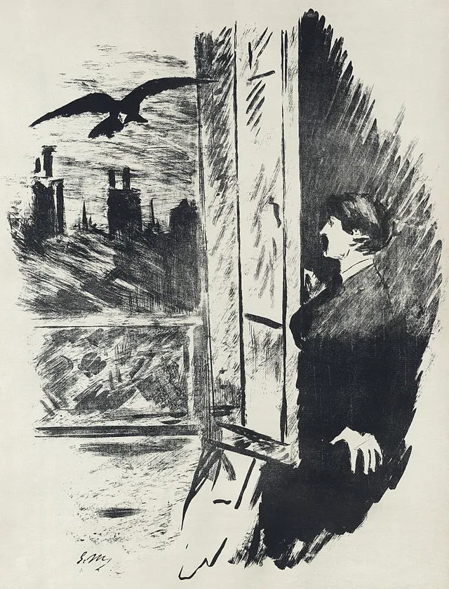 French painter Edouard Manet (1832-1883) painted this lithograph for an 1875 French edition of Edgar Allan Poe's “The Raven.”