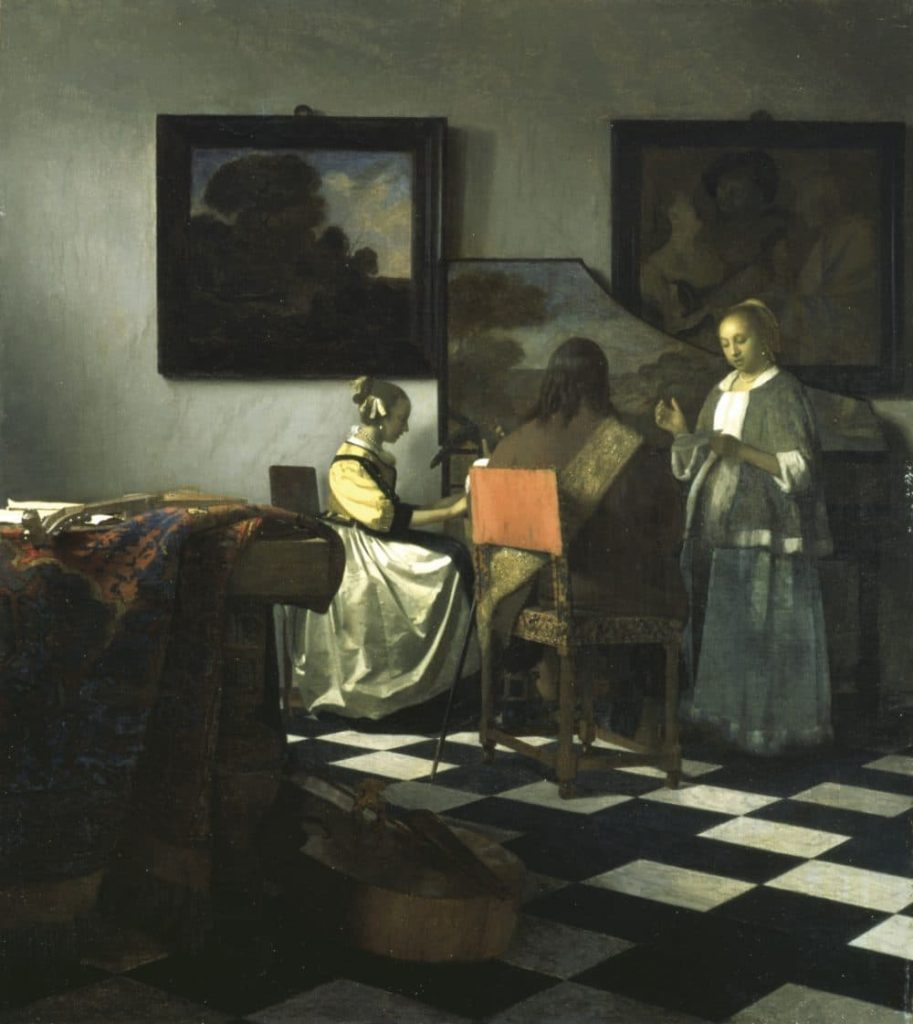 'The Concert' by Johannes Vermeer, the stolen art which inspired Firetrap, the new novel by Otho Eskin